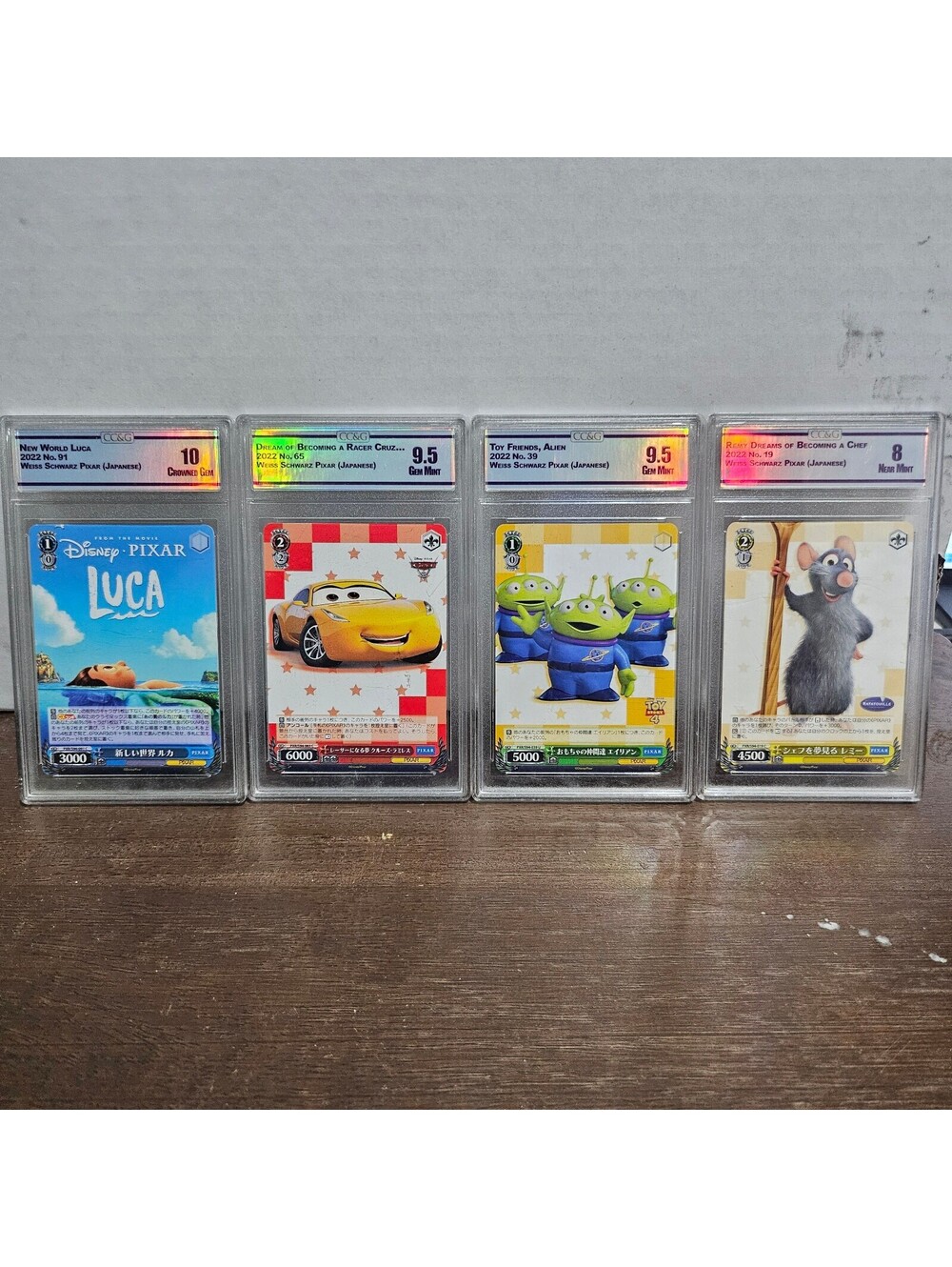Set of Graded Pixar Japanese Trading Cards - Luca, Cars, Toy Story, Ratatouille